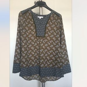 DR2 NWOT Paisley Long Sleeve Blouse, Size S